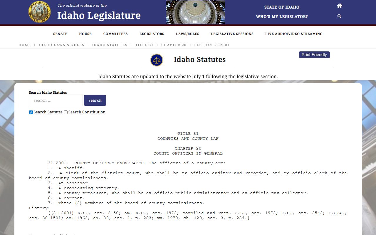 Minidoka County clerk records Idaho clerk auditor recorder statute