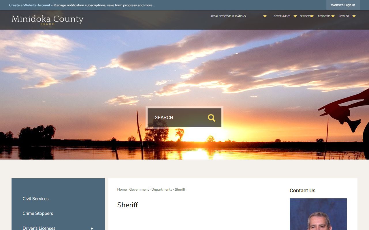 Minidoka County arrest records sheriff office page
