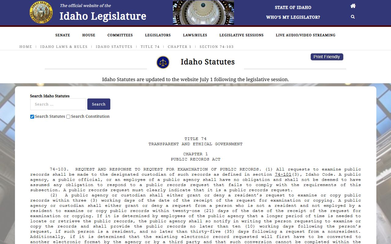 Minidoka County court records public records response timing