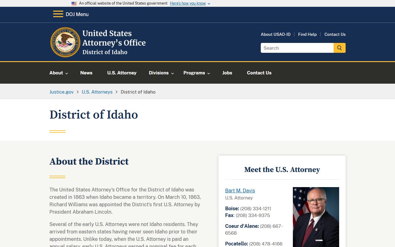 Minidoka County criminal court records federal prosecution source