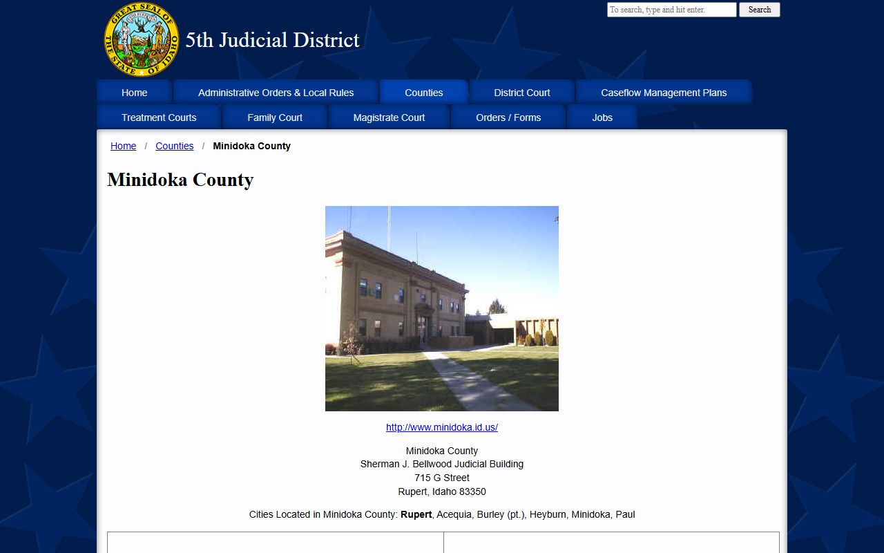 Minidoka County court records Fifth Judicial District court listing