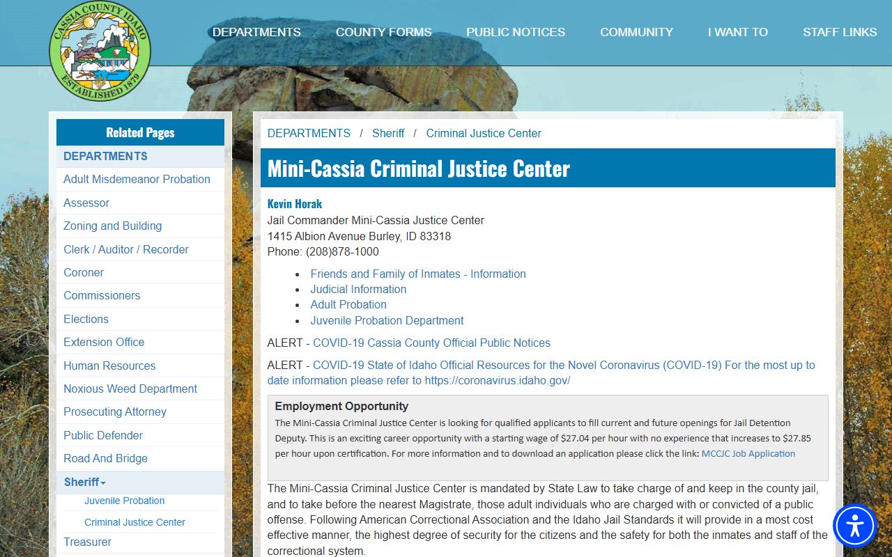 Minidoka County inmate records Cassia Mini-Cassia facility information