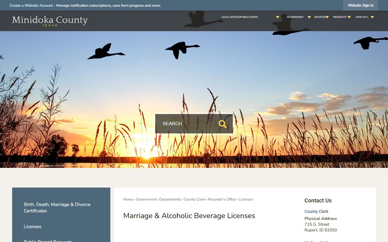 Minidoka County marriage records license application page