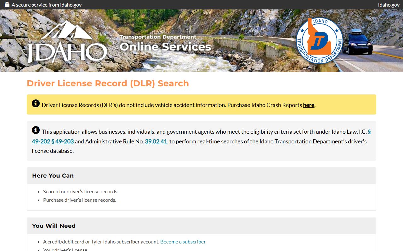 Minidoka County traffic court records Idaho driver license record portal